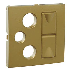 Efapel 90773 TDU Лицевая панель для мультимедийных розеток R-TV-SAT-2xRJ45, золото Efapel 90773 TDU