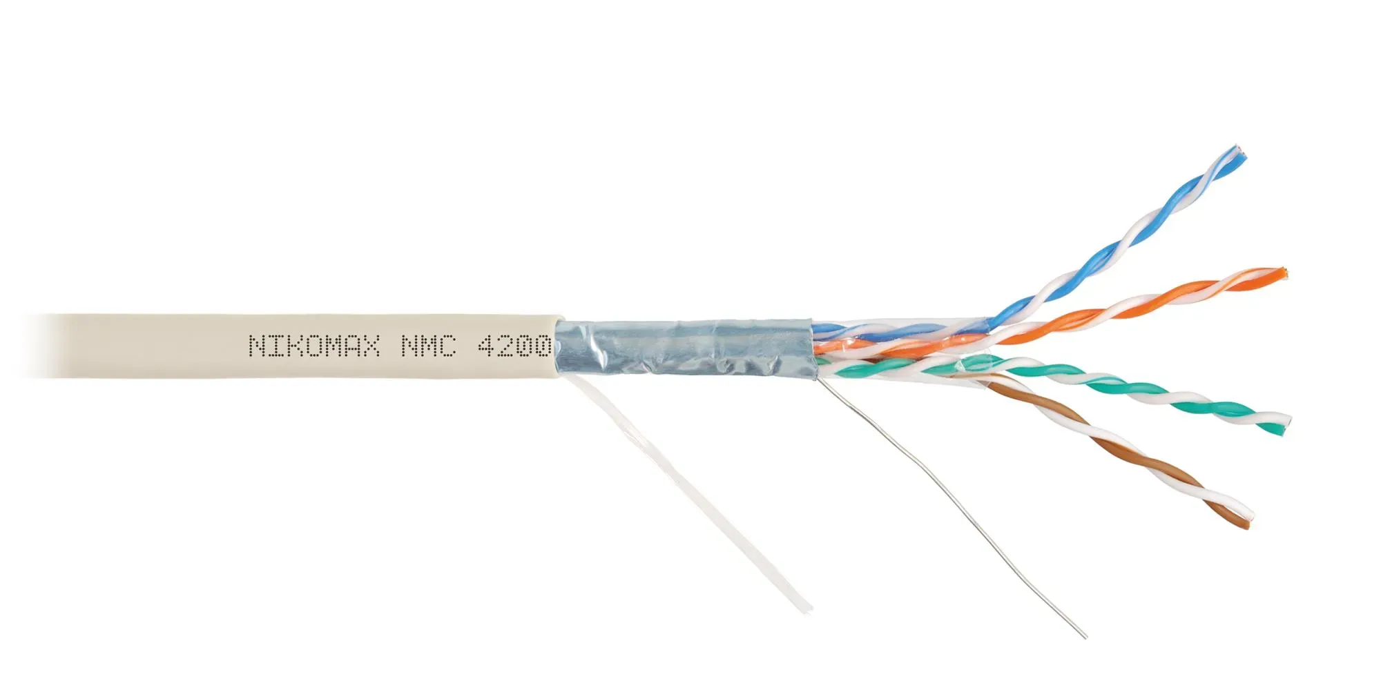 Витая пара F/UTP 4 пары Кат 5e solid BC AWG24 (0.51мм) IN нг(А)-LSLTx светло-серый 305м