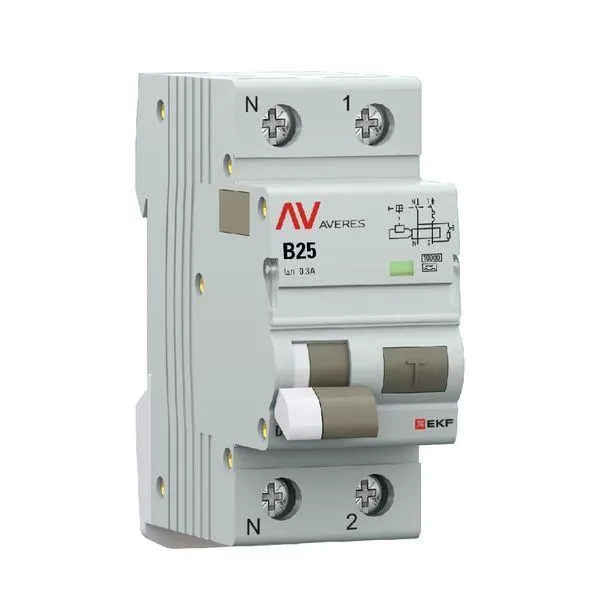 Дифференциальный автомат dva-10 1p+n 25а (b) 300ма (a) 10ка ekf averes EKF RCBO10-1PN-25B-300-A-AV