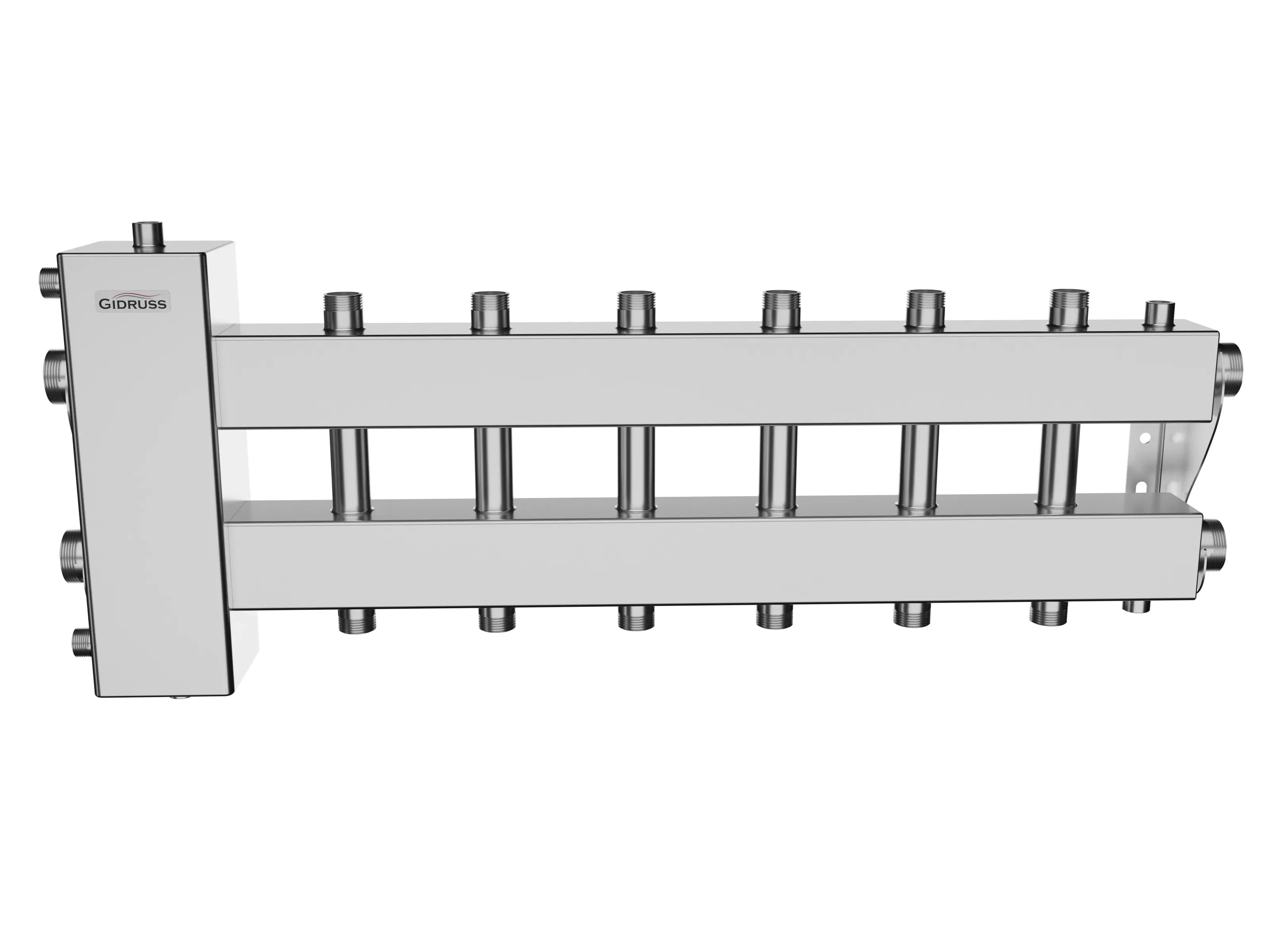 Коллектор с гидрострелкой BMSS-150-7DU на 6 контуров G 1', 1 боковой контур G 1 1/2 'до 150 кВт, нерж сталь Gidruss BM 15A50 24