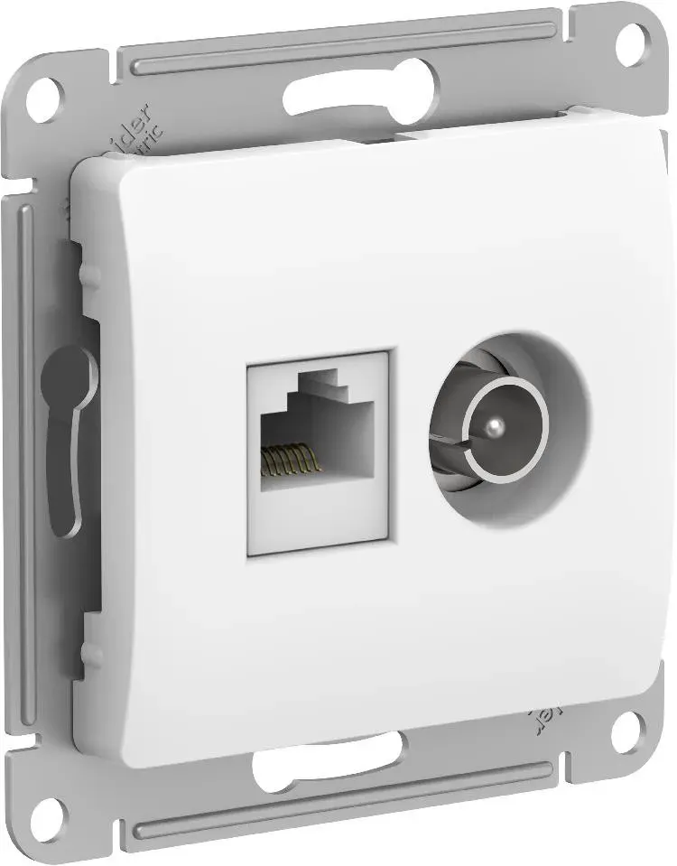 GLOSSA РОЗЕТКА двойная ТВ + компьютерная RJ45, кат. 5Е, БЕЛЫЙ SE (Потенциал) GSL000189