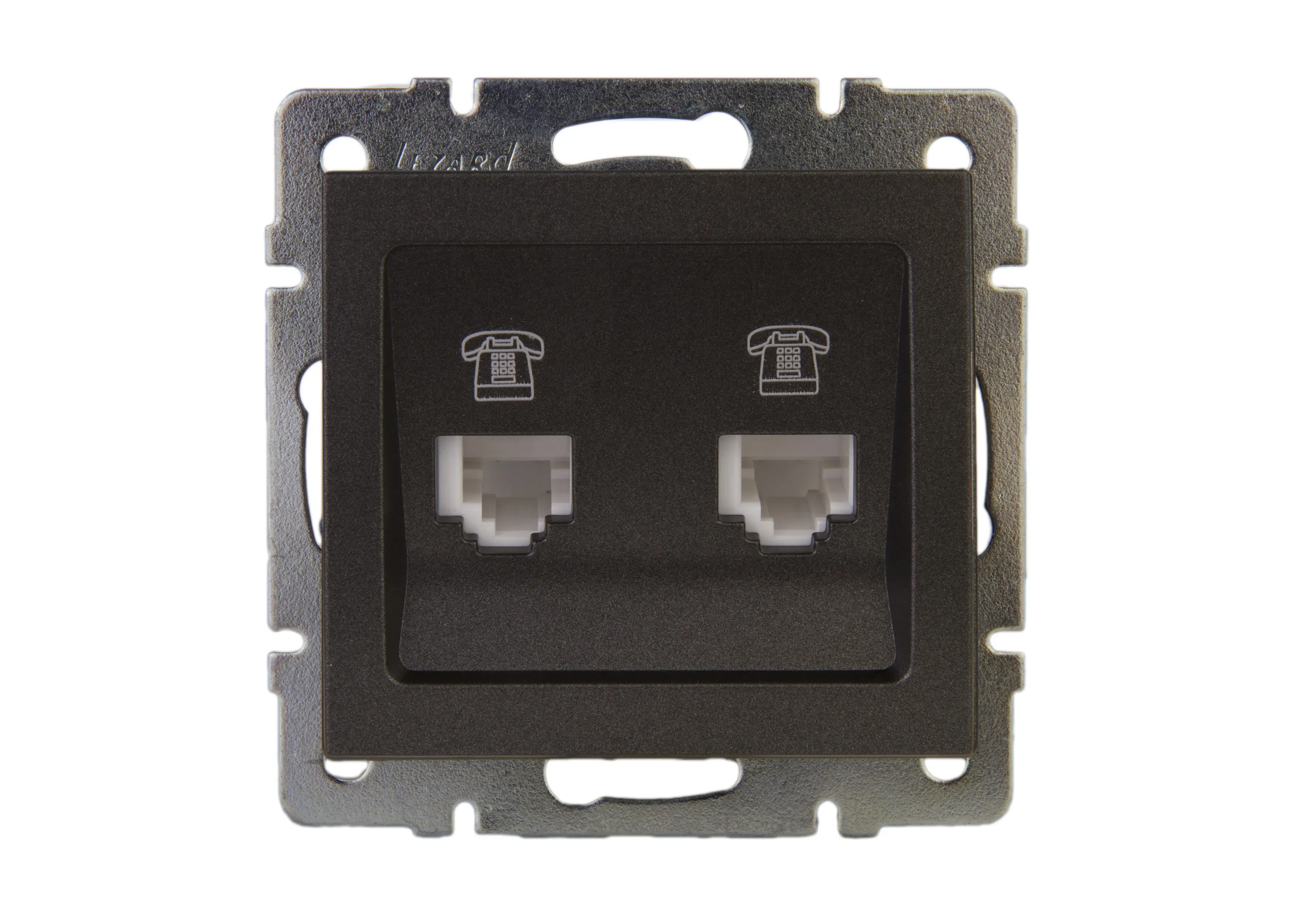 Розетка RAIN телефонная двойная евро черный графит матовый механизм Lezard 703-4188-138