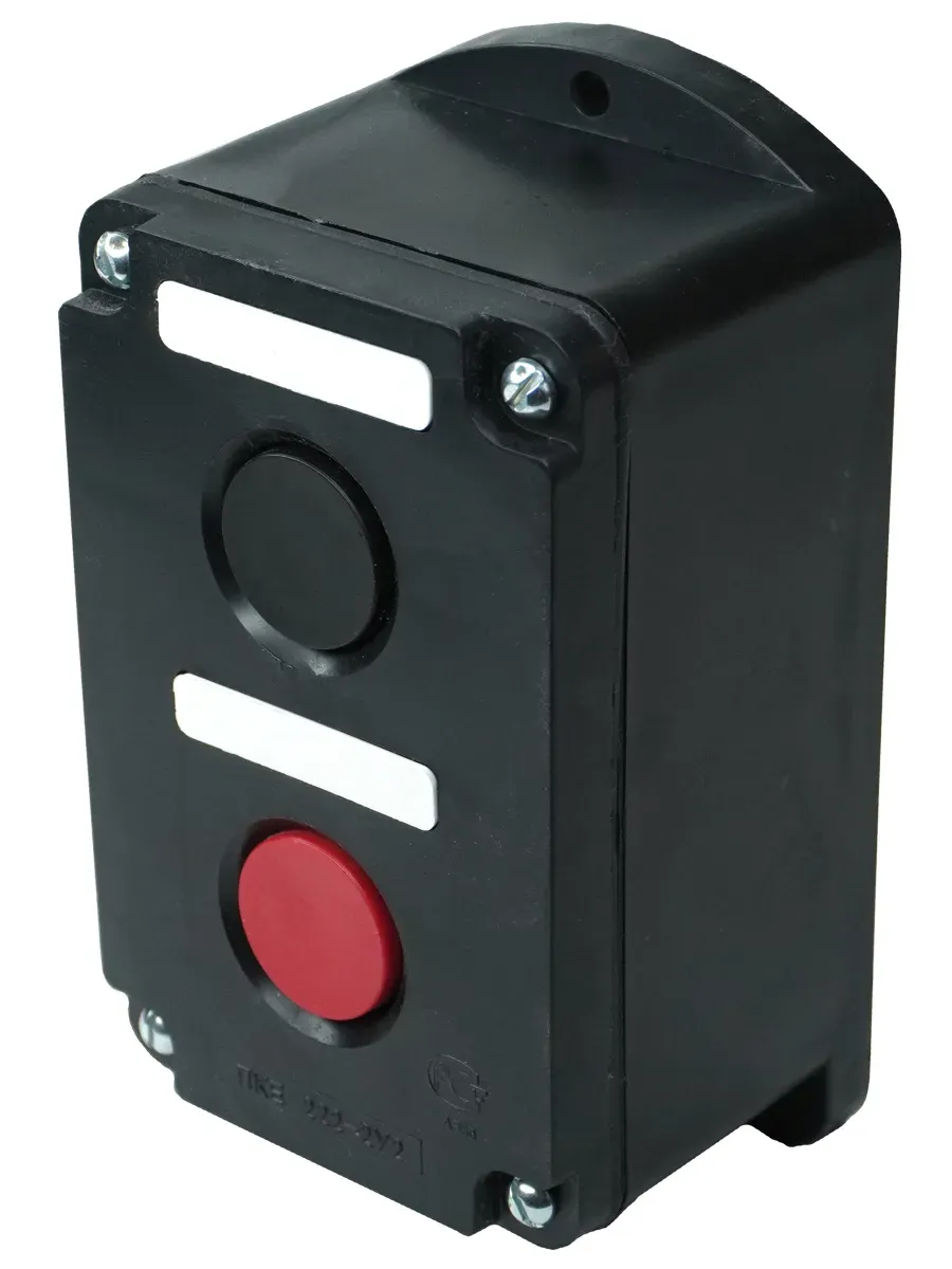 Пост управления ПКЕ 222-2 У2, 10А, 660В, 2 элемента, чёрный и красный цилиндр, накладной, IP54 Электротехник ET519076