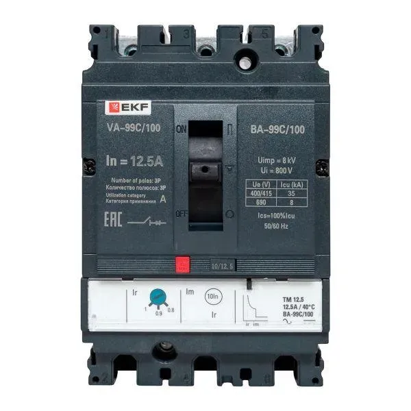 Выключатель автоматический ва-99c (compact ns) 100/12.5а 3p 36ка EKF MCCB99C-100-12.5