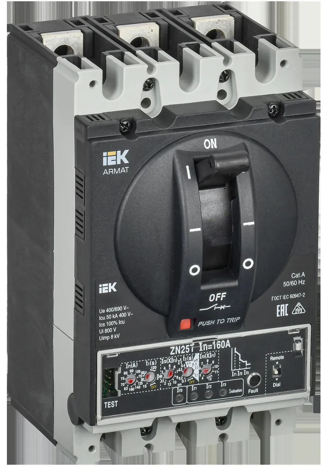 Armat автоматический выключатель в литом корпусе 3p типоразмер d 50ка 160а расцепитель электронный продвинутый IEK AR-MCCB-3D-050-0160A-ELPC