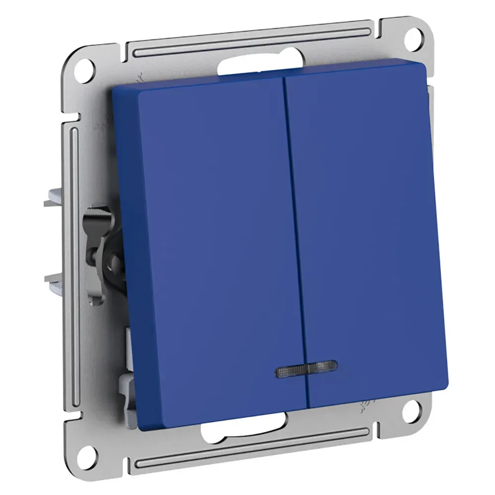 ATLASDESIGN выключатель двухклавишный с подсветкой, сх.5а, 10АХ, механизм, АКВАМАРИН SE (Потенциал) ATN001153