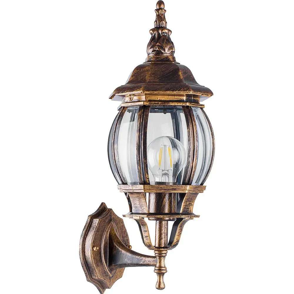 Светильник НБУ-100w вверх Е27 IP44 черный/золото FERON 11244