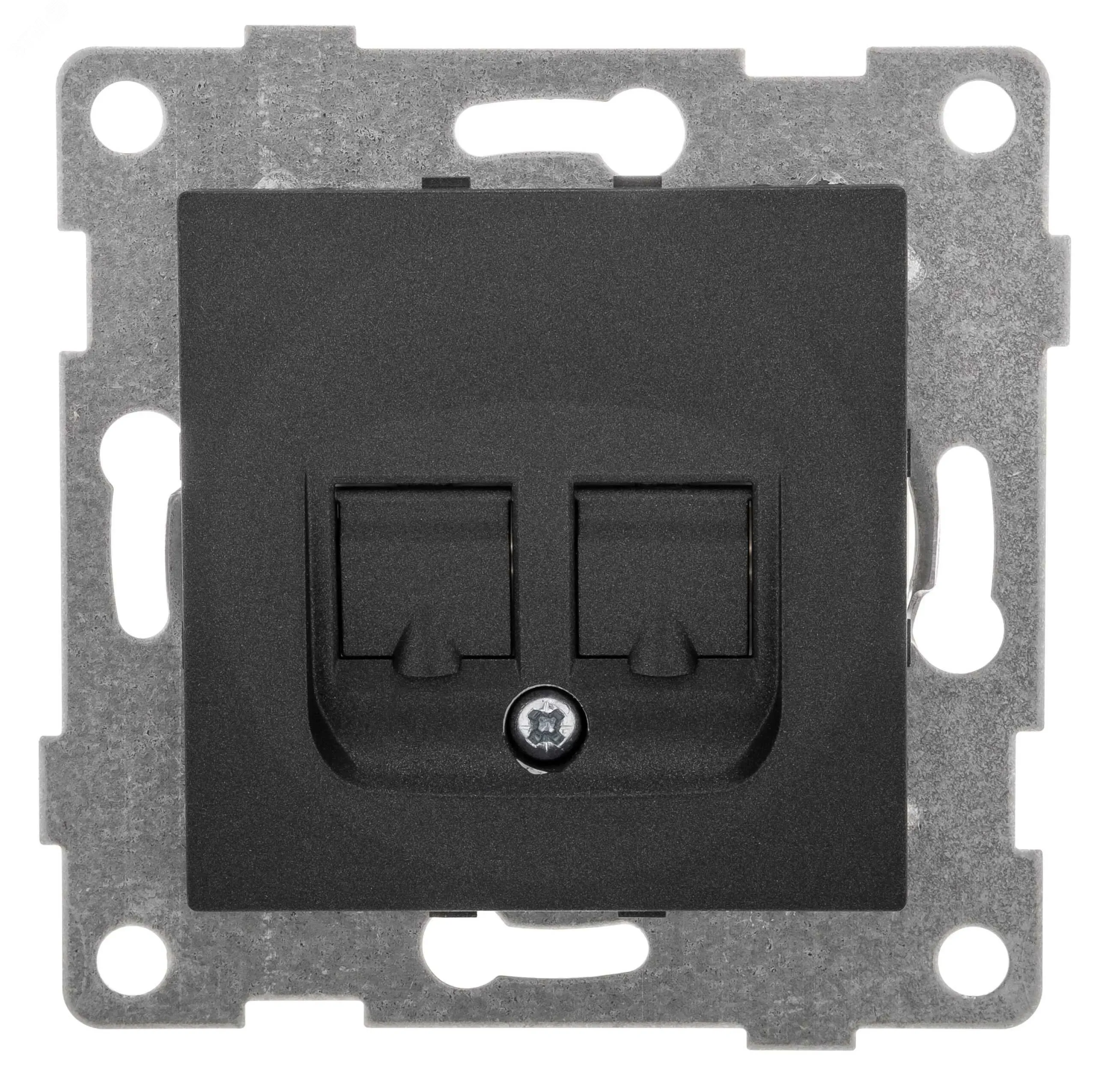GUSI Bravo механизм розетки  телефонной RJ12, двойной, скрытая установка.  Цвет графит. GUSI Electric С10Т2-010