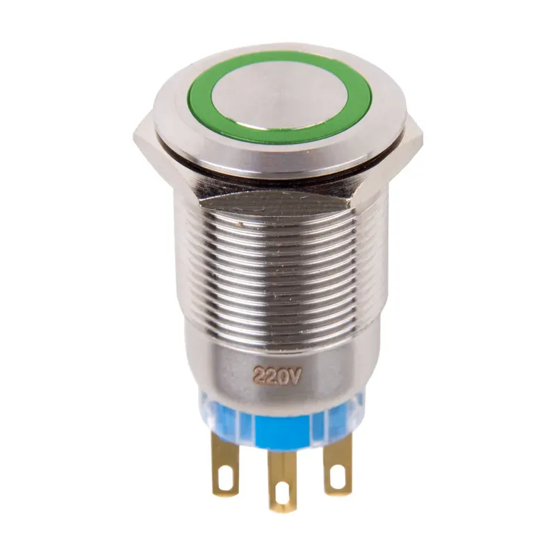 Кнопка антивандальная 19 12В Фикс (5с) ON-OFF/OFF-ON подсв/зеленая REXANT 36-3423