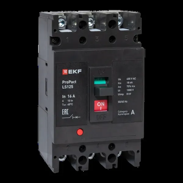 Ls125 18ка 3p 16а propact ekf EKF MCCB-125-18-3-16-LS