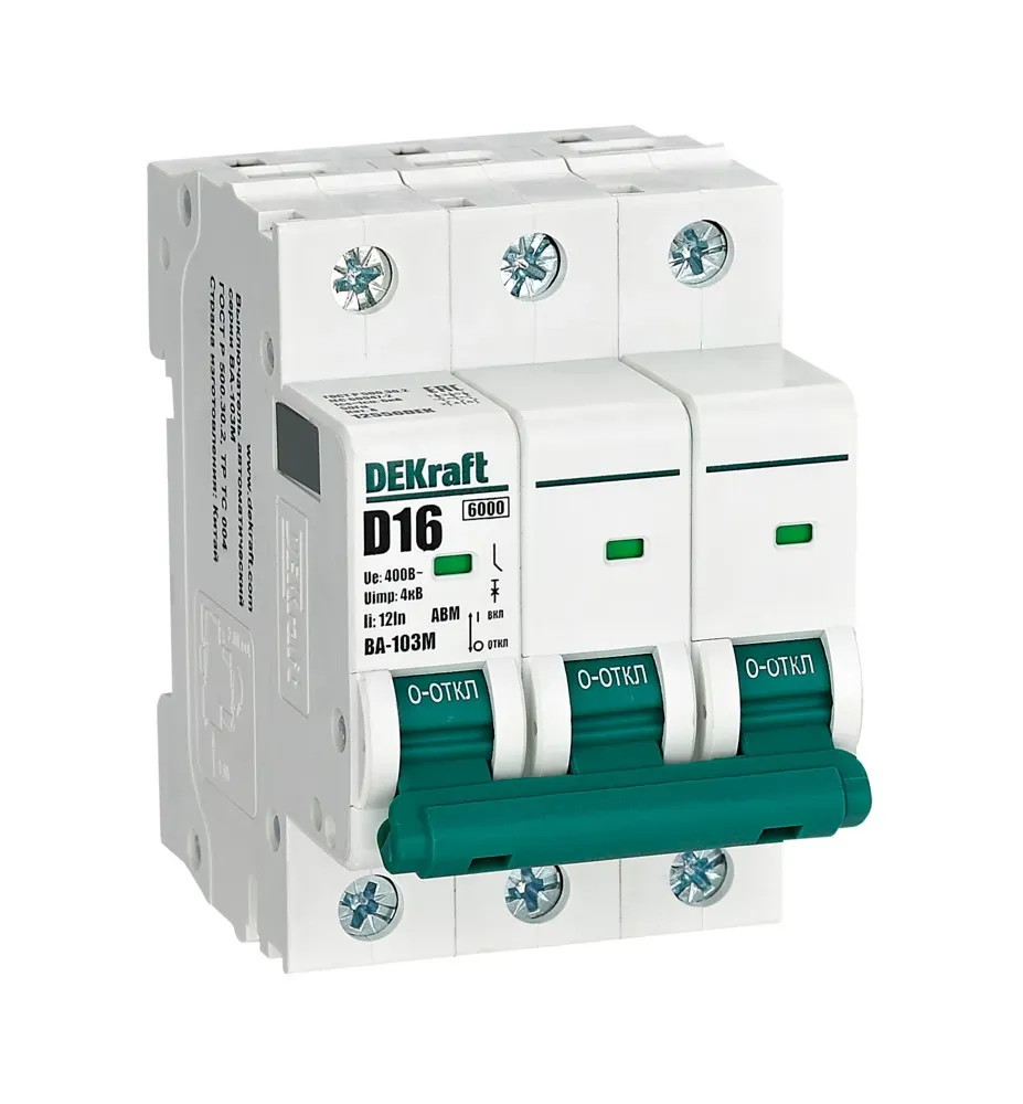 Выключатель автоматический 3P 16А  D 6кА ВА-103M SE (Dekraft) 12556DEK
