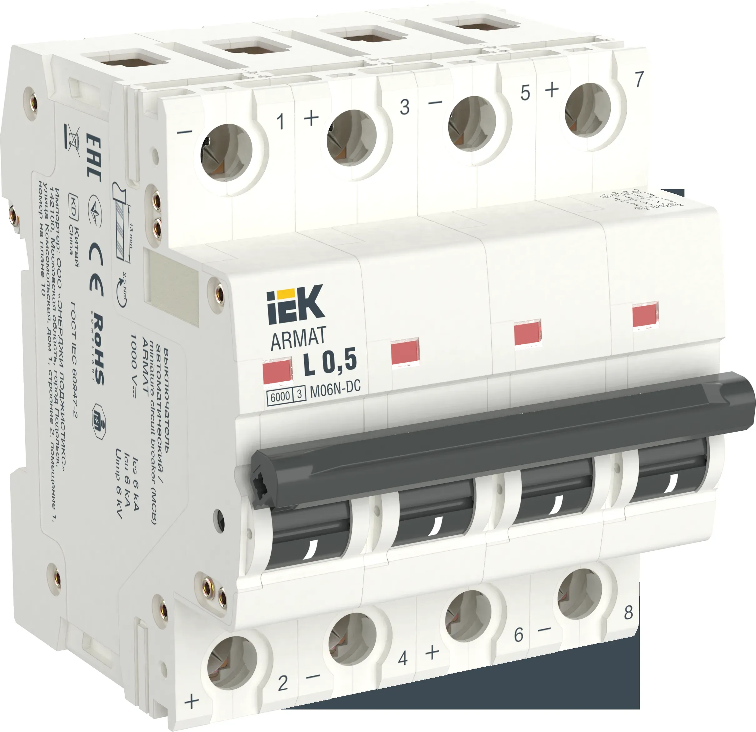 Armat автоматический выключатель m06n-dc 4p k 2а iek IEK AR-M06N-4-K002DC