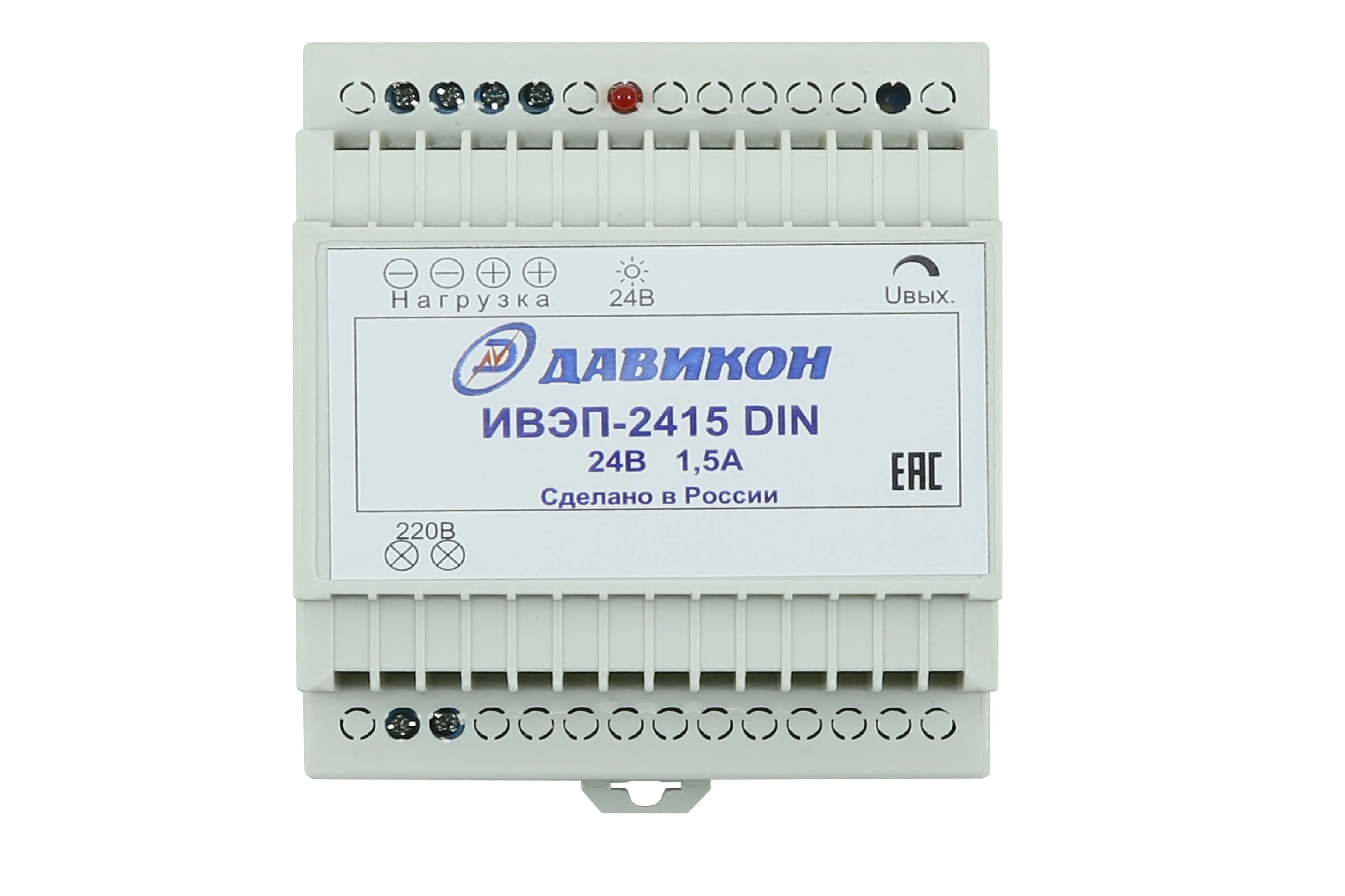 Источник вторичного электропитания на DIN рейку 24В 1,5А Давикон ИВЭП-2415DIN