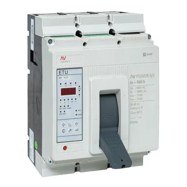 Автоматический выключатель av power-5/3 800а 70ka etu4.0 averes EKF MCCB-53-800M-4.0-AV