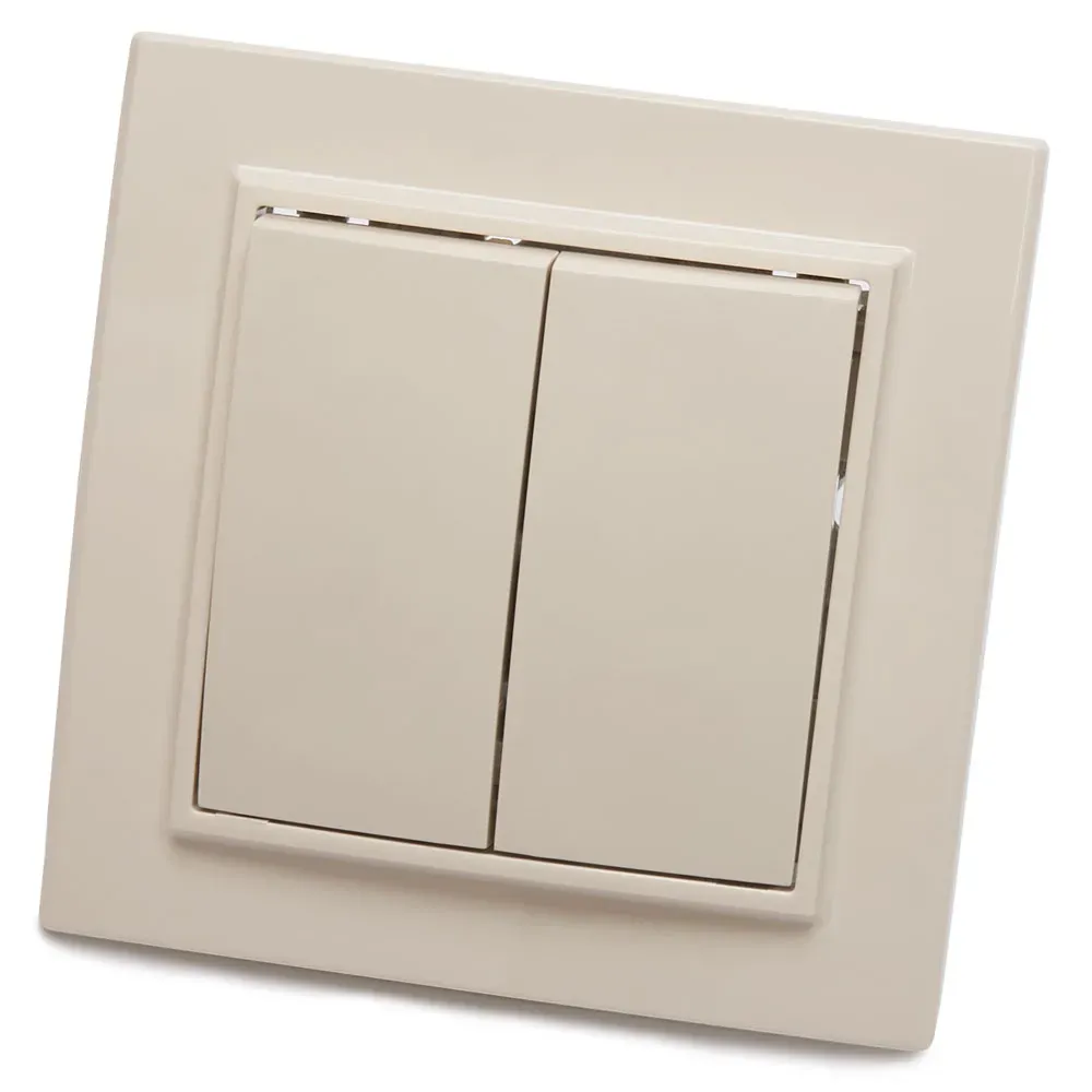 Выключатель двухклавишный, 250В, 10А, серия Эрна, слоновая кость Stekker FERON 39231