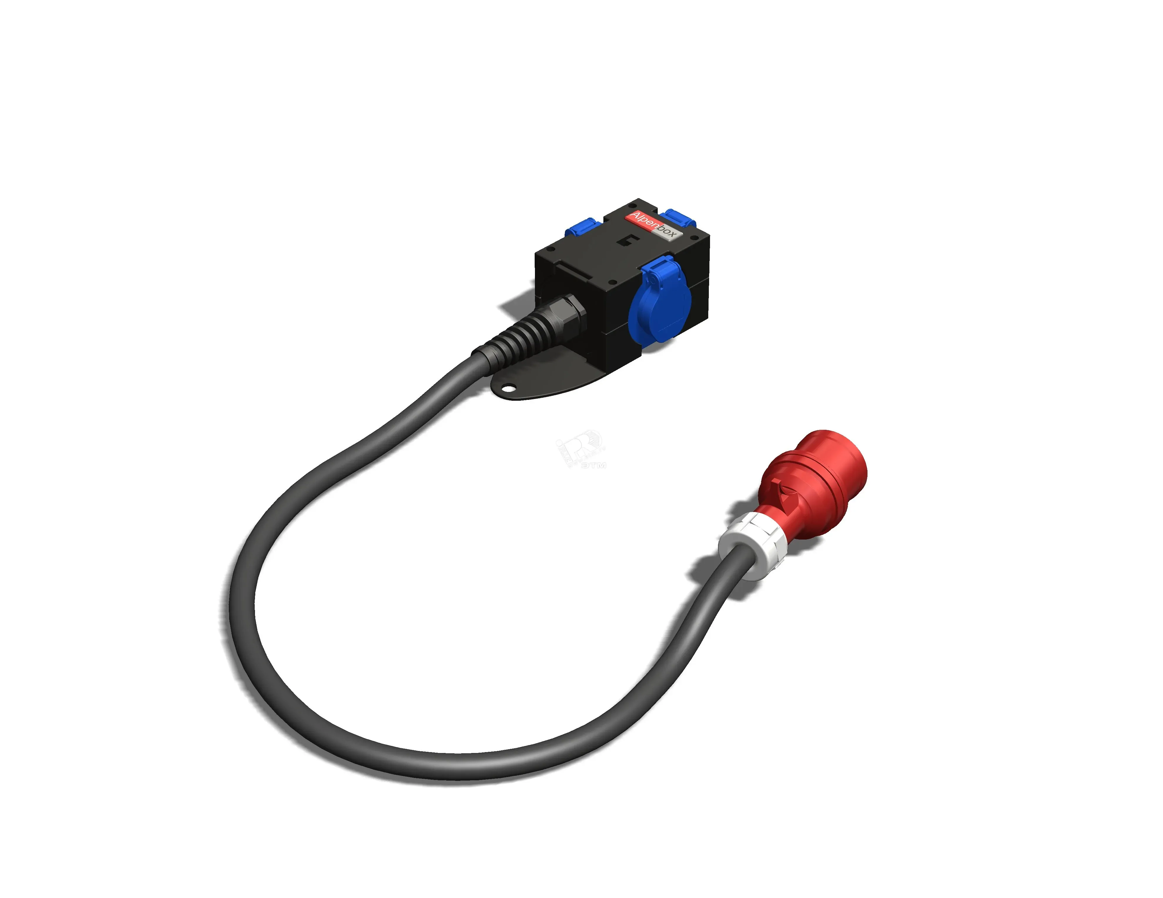 Устройство распределительное переносное пластик IP44 16A корпус 78х195х80 черный AlpenBox 00-00009255