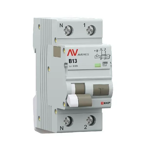 Дифференциальный автомат dva-10 1p+n 13а (b) 30ма (ac) 10ка ekf averes EKF RCBO10-1PN-13B-30-AC-AV
