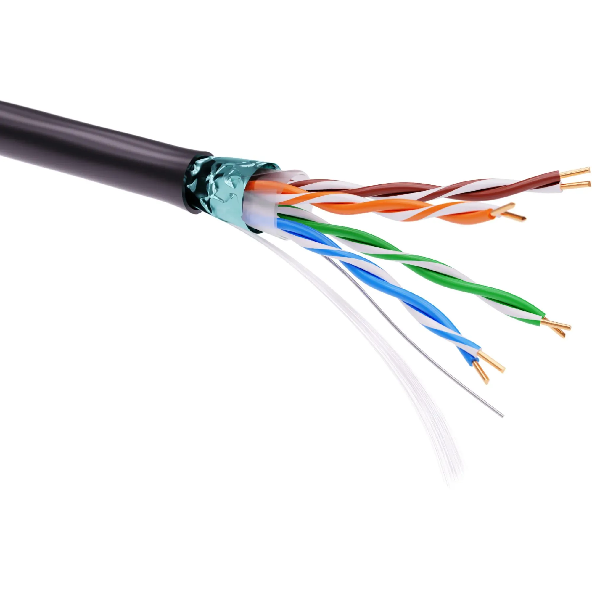 Витая пара категории 5E экранированный F/UTP, 4 пары, светостабилизированный ПЭ, цвет внешней оболочки черный, катушка 305 м