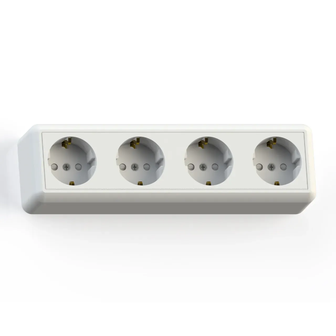 ОПТИМА Розетка открытой установки четырехместная с заземляющим контактом и защитной шторкой, 16А РА 16-403, белая Кунцево 8023