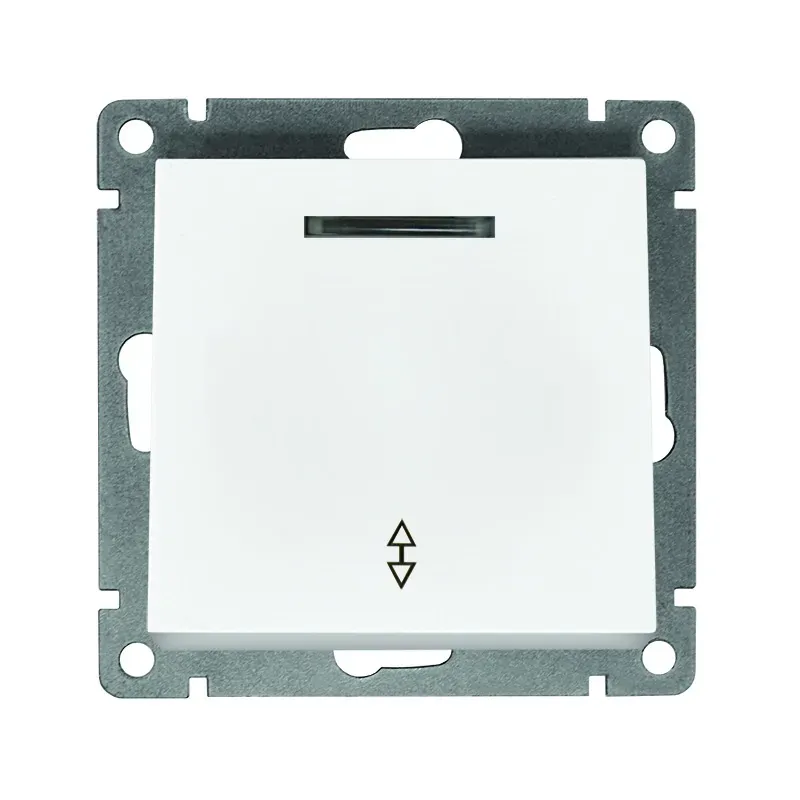 Выключатель проходной одноклавишный с подсветкой серия Афина , с/у, 10А, 220В, бел. (еврослот) Универсал A0125