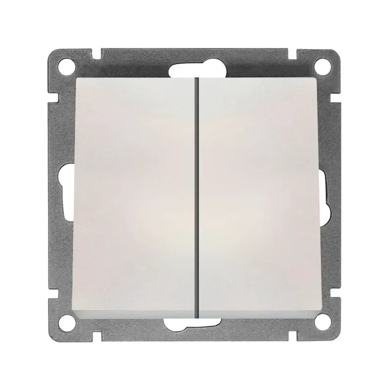 Выключатель двухклавишный серия Афина, с/у, 10А, 220В, жемчуг (еврослот) Универсал A0023-OBr