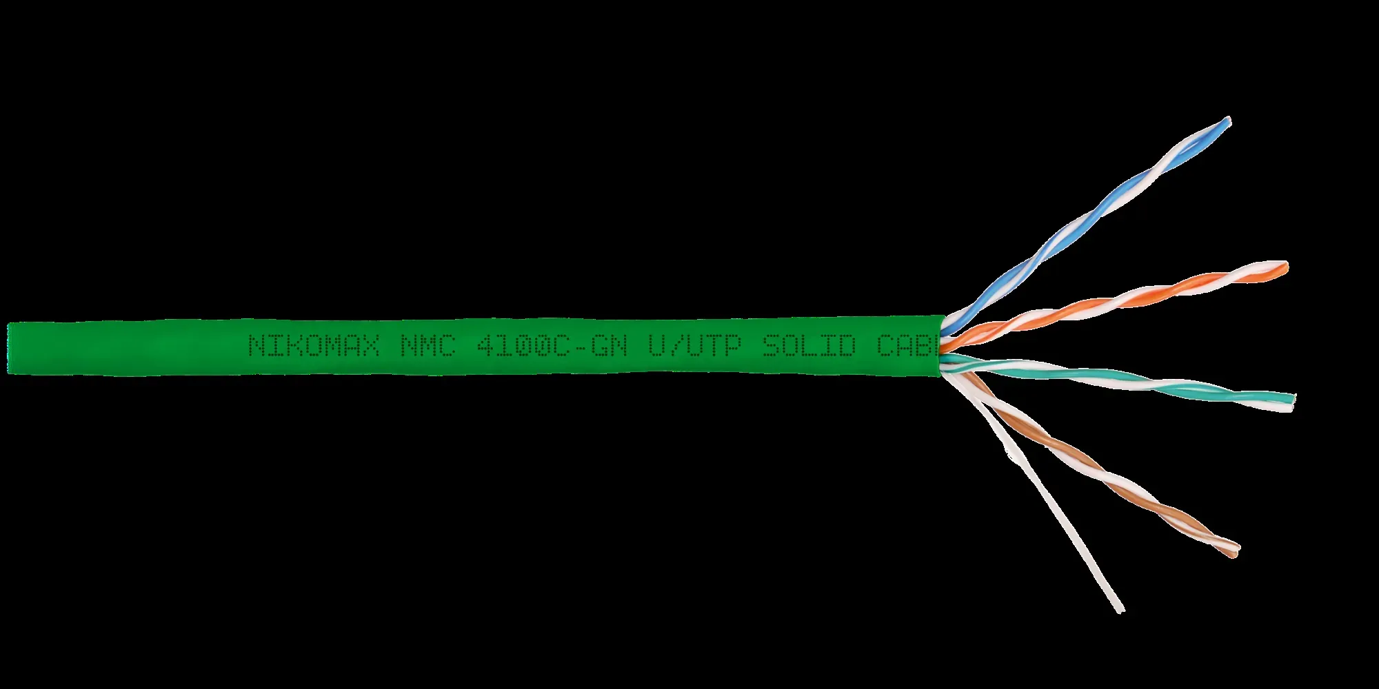 Витая пара U/UTP 4 пары Кат 5e solid BC AWG24 (0.51мм) IN LSZH нг(А)-HF зеленый 305м