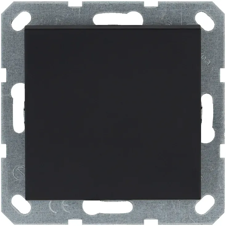 Выключатель одноклавишный проходной 10A 250V~ с накладкой, цвет черный матовый (soft touch) Jasmart G3012PB