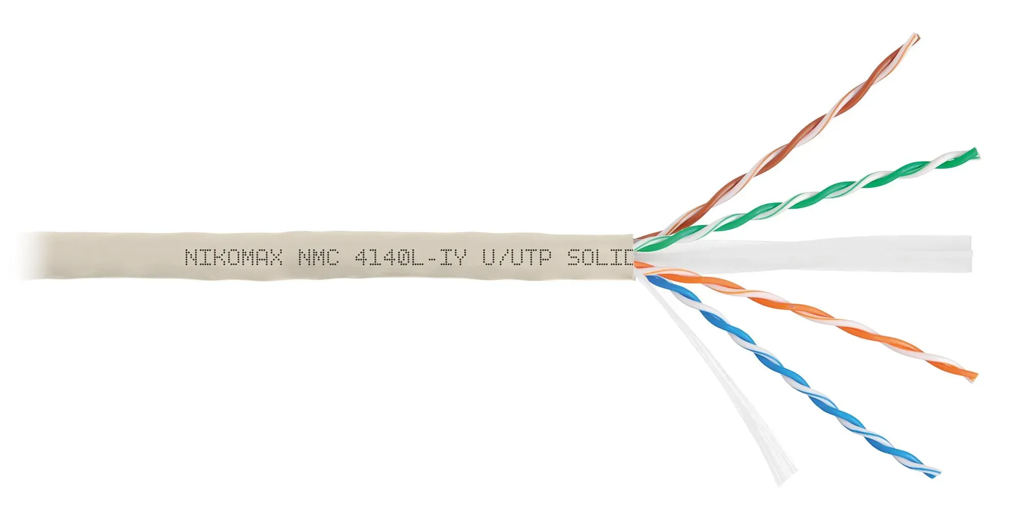 Витая пара U/UTP 4 пары Кат 6 solid BC AWG23 (0.55мм) IN нг(А)-LSLTx светло-серый 305м