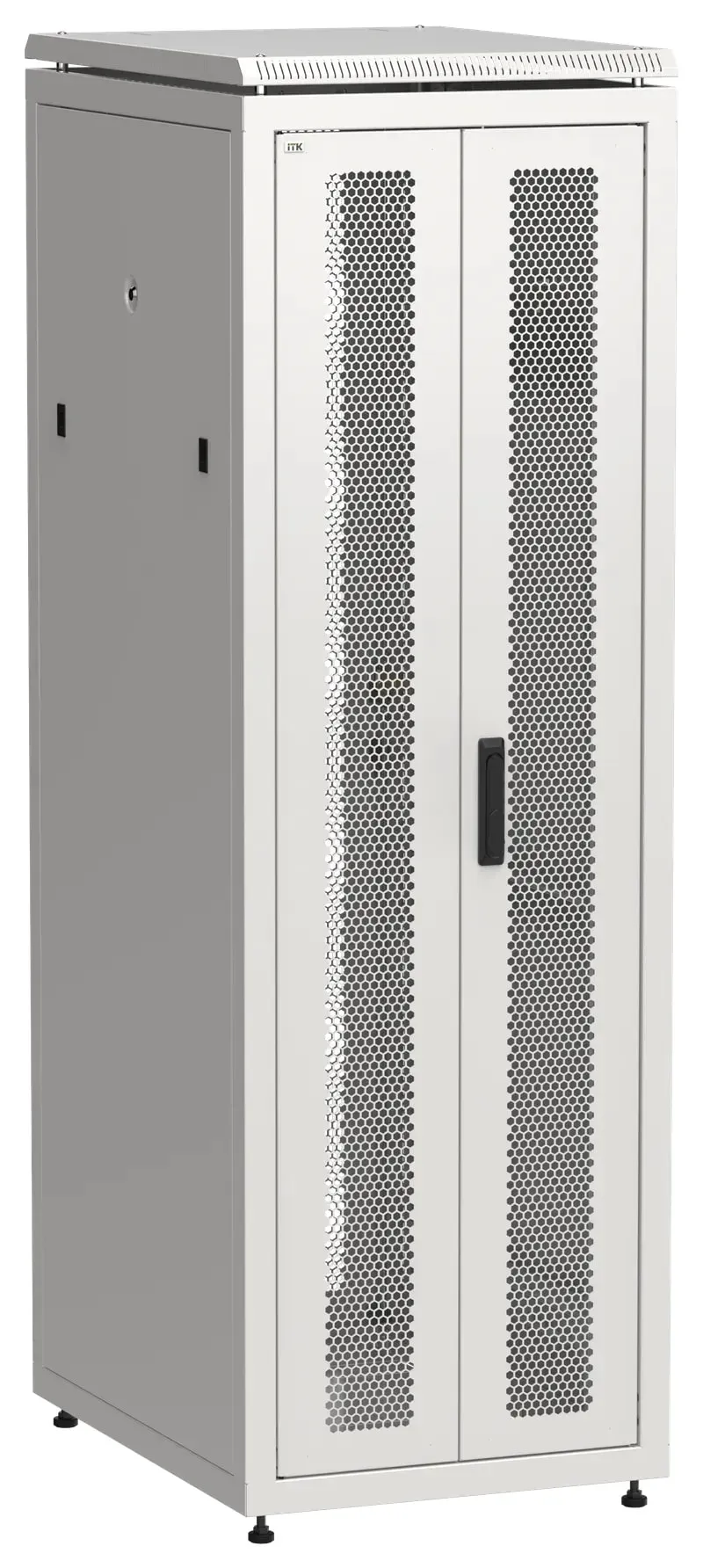Шкаф напольный сетевой 19' linea n 38u 600х800мм передняя распашная перфорированная дверь задняя перфорированная серый ITK LN35-38U68-2PP