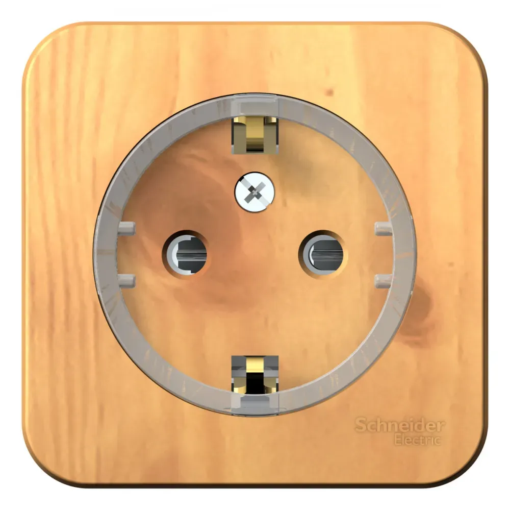 BLANCA Розетка наружная с заземлением со шторками, (тонкая), 16А, 250В, ясень SE (Потенциал) BLNRA111115