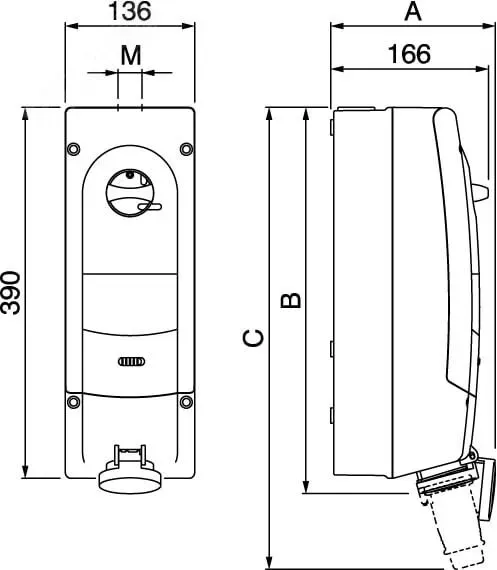Розетка 3p+e 32а с узо 40а 30ма ip44 400в с механической блокировкой ДКС DIS5673286R