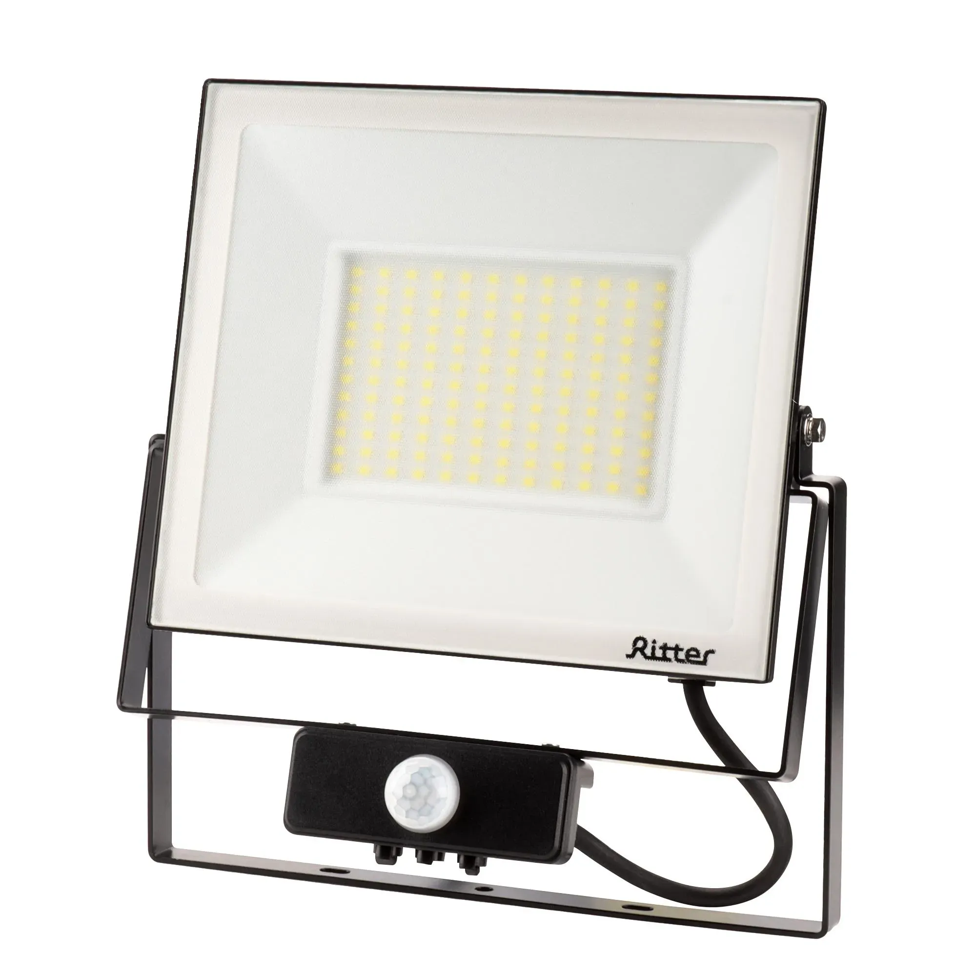 Прожектор светодиодный, серия profi, 230в, 100вт, 6500к, 10000лм, ip65, с датчиком движения, гарантия 5 лет, черный, 53424 6, ritter RITTER 53424 6