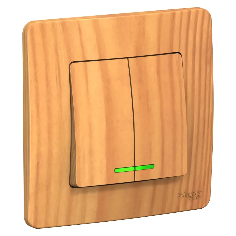 BLANCA скрытой установки двухклавишный выключатель (cх.5) с подсветкой, 10A, 250B, ясень SE (Потенциал) BLNVS010515