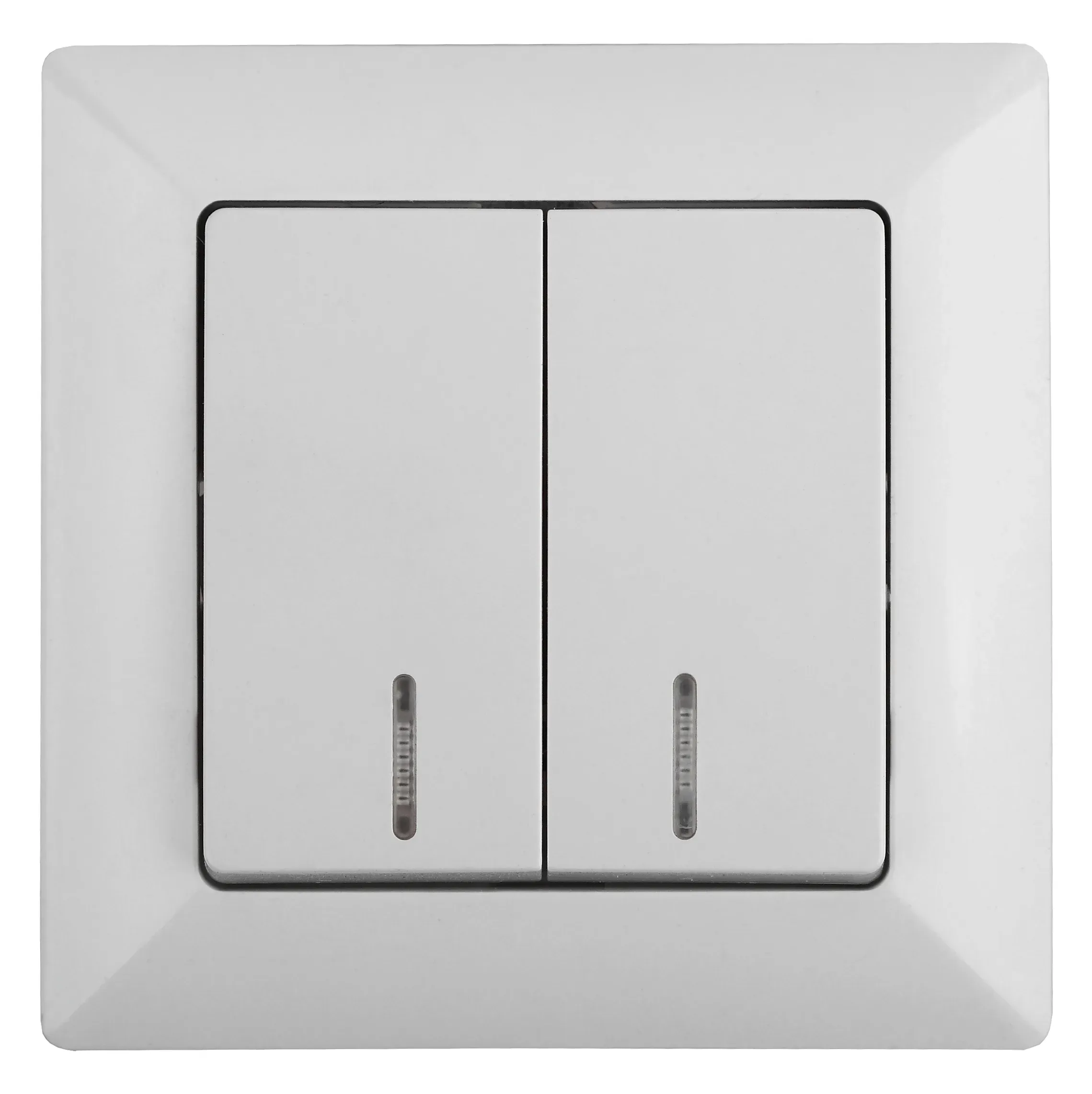 Выключатель Intro Solo 4-105-01 двухклавишный с подсветкой, 10А-250В, IP20, СУ, белый ЭРА Б0053593