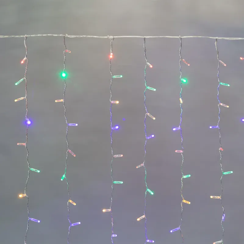 Гирлянда светодиодный Дождь 2х3 м, постоянное свечение, прозрачный провод, 230 В, диоды мультиколор Neon-Night 235-159-6