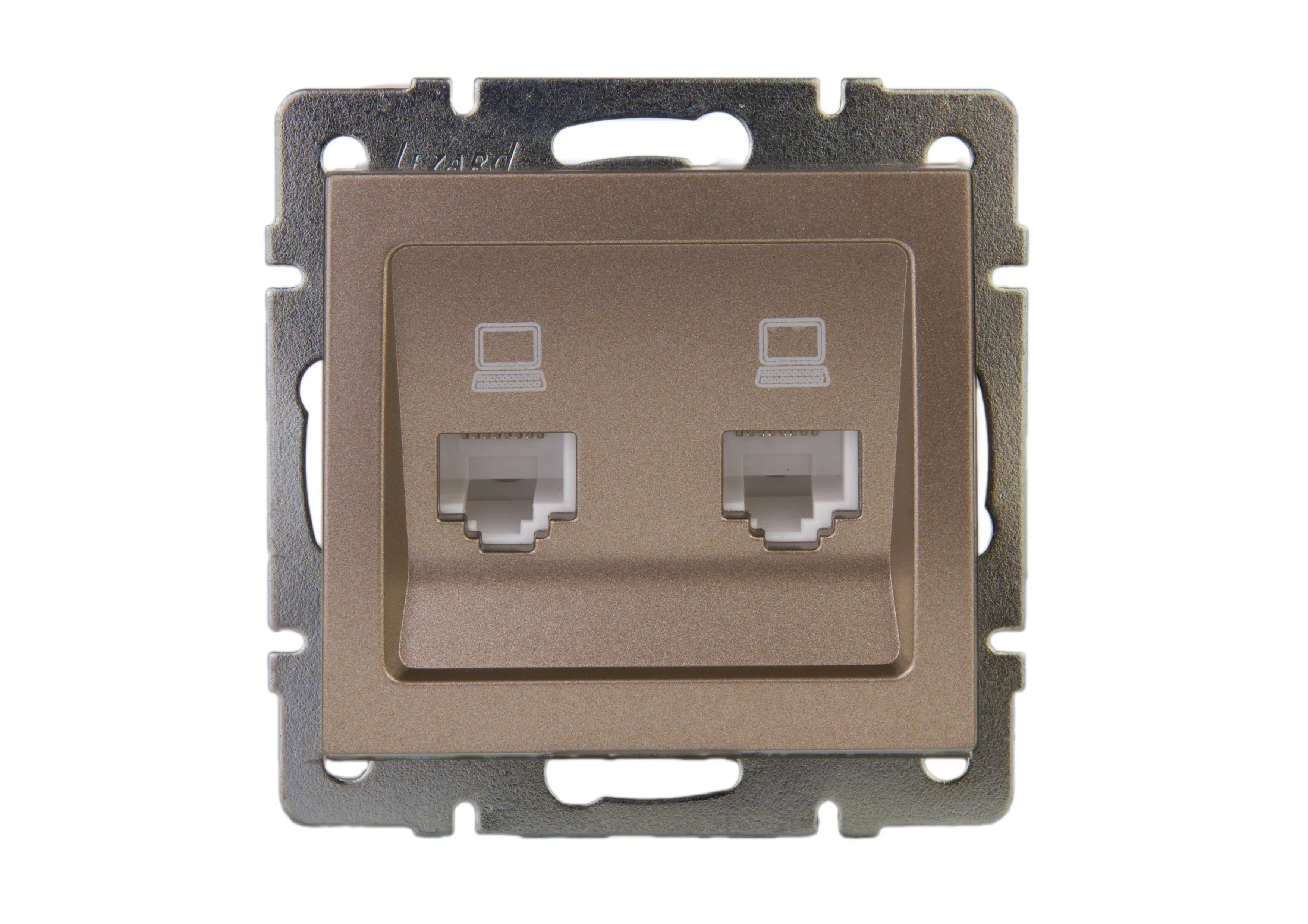 Розетка RAIN компьютерная двойная бронза матовая механизм Lezard 703-3188-141