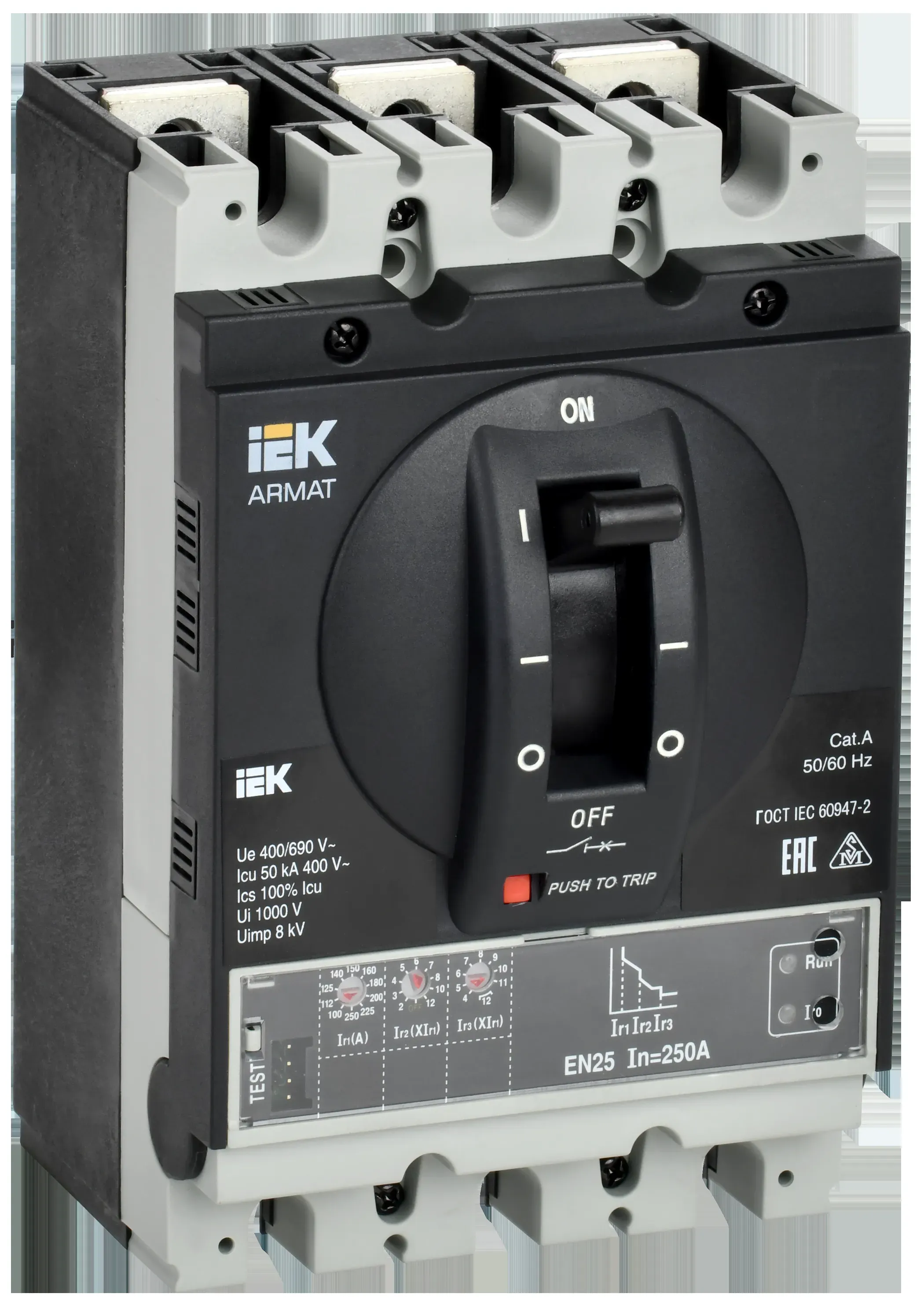 Armat автоматический выключатель в литом корпусе 3p типоразмер g 50ка 250а расцепитель электронный стандартный IEK AR-MCCB-3G-050-0250A-ELSC