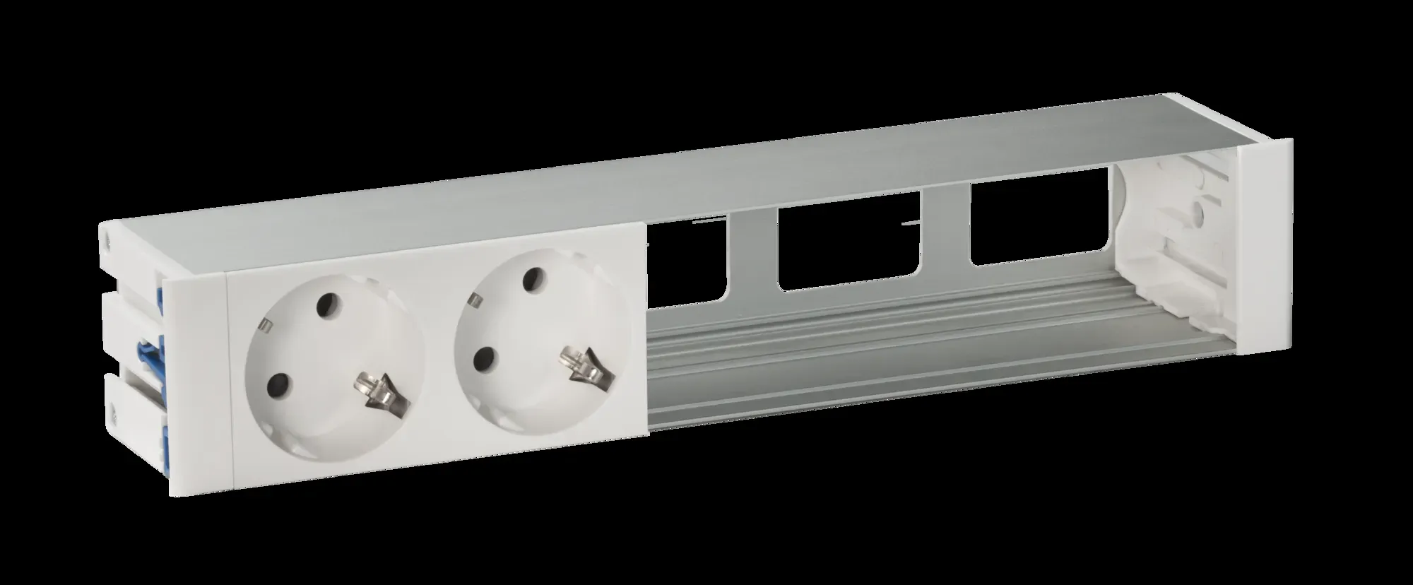 Врезной розеточный блок с крышкой, ввод щетка, 2x2P+E, 3 пустых модуля, белый, 400 Simon 44502000-130