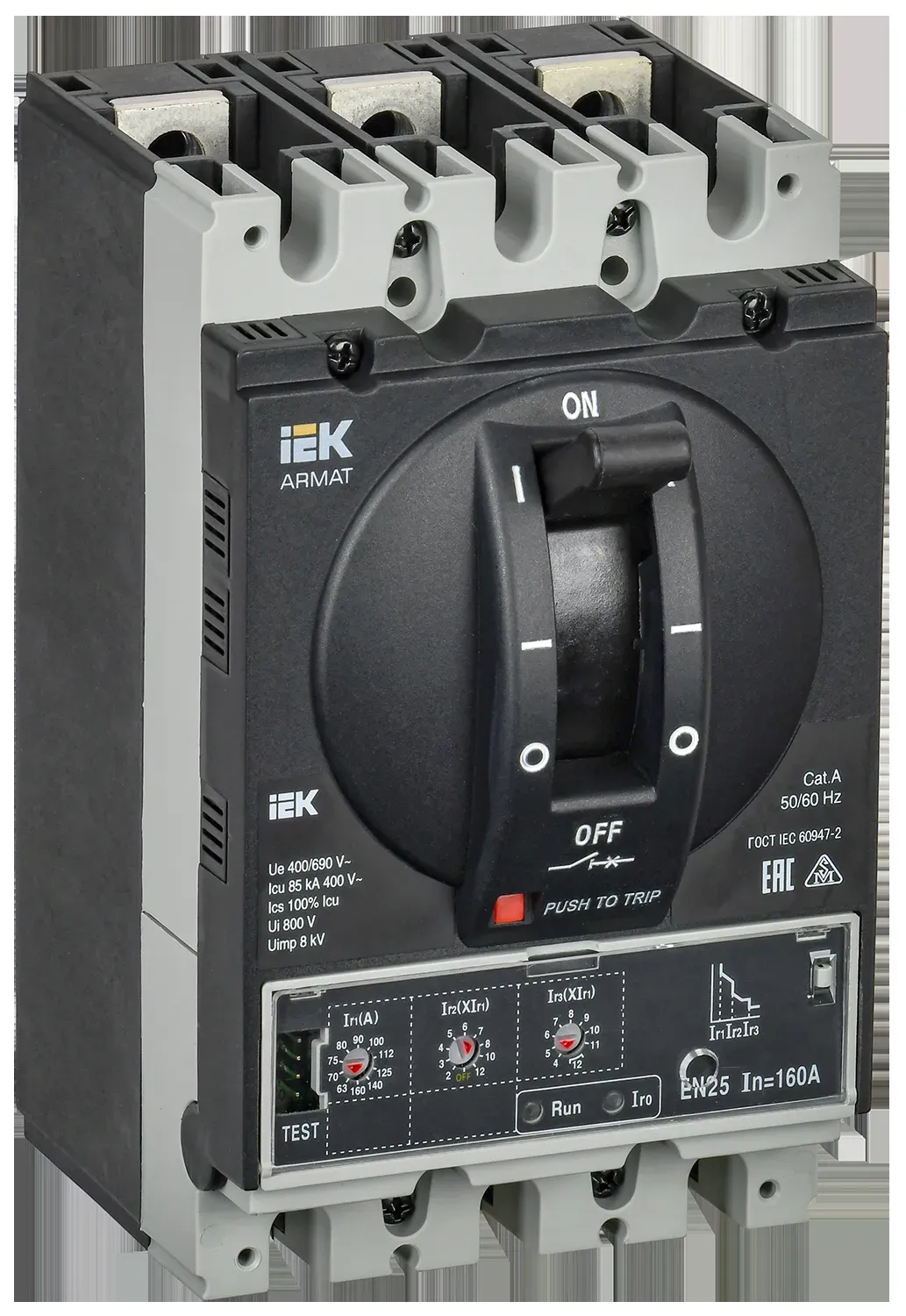 Armat автоматический выключатель в литом корпусе 3p типоразмер d 85ка 160а расцепитель электронный стандартный IEK AR-MCCB-3D-085-0160A-ELSC