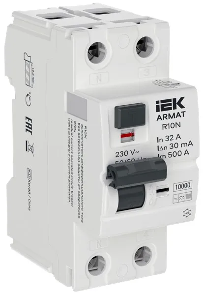ARMAT Выключатель дифференциального тока R10N 2P 32А 30мА тип B IEK IEK AR-R10N-2-032B030