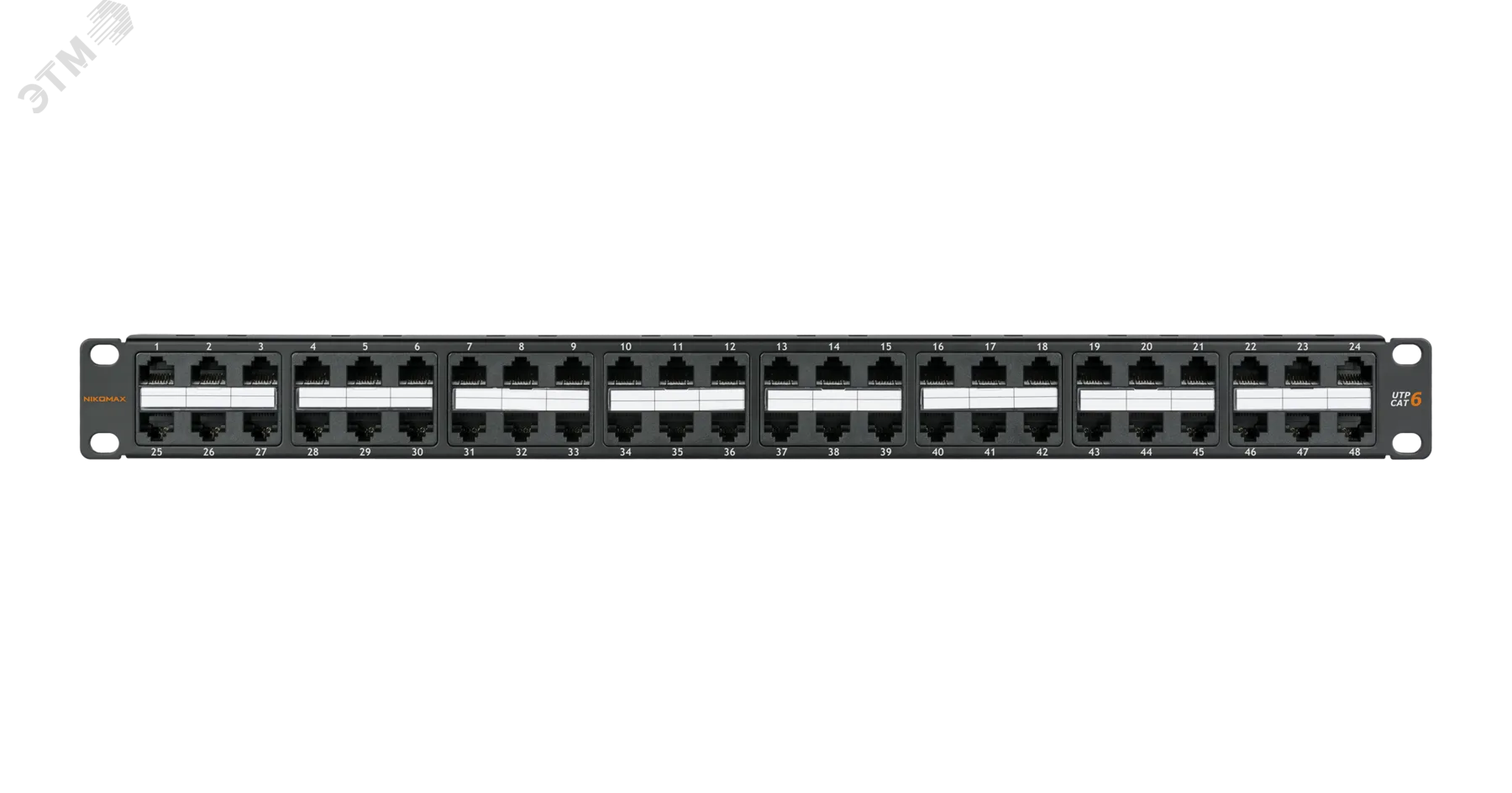 Патч-панель 19'' 1U 48 портов Кат 6 RJ45/8P8C UTP черная