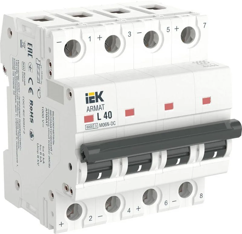 Armat автоматический выключатель m06n-dc 4p l 40а iek IEK AR-M06N-4-L040DC