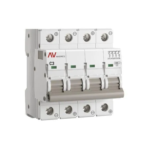 Выключатель автоматический av-6 dc 4p 3a (c) 6ка averes EKF MCB6-DC-4-03C-AV