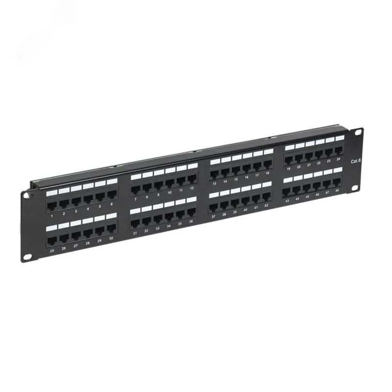 Патч-панель с кабельными органайзерами 19дюймов 2U 48 портов UTP RJ-45 CAT 6