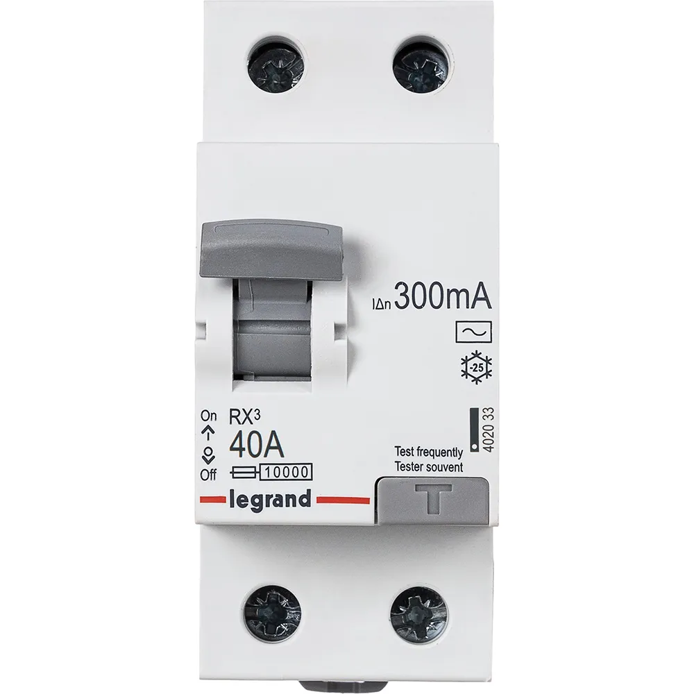 ВДТ RX3 - 2П - 40 А - тип AC - 300 мА - 2 модуля LEGRAND 402033
