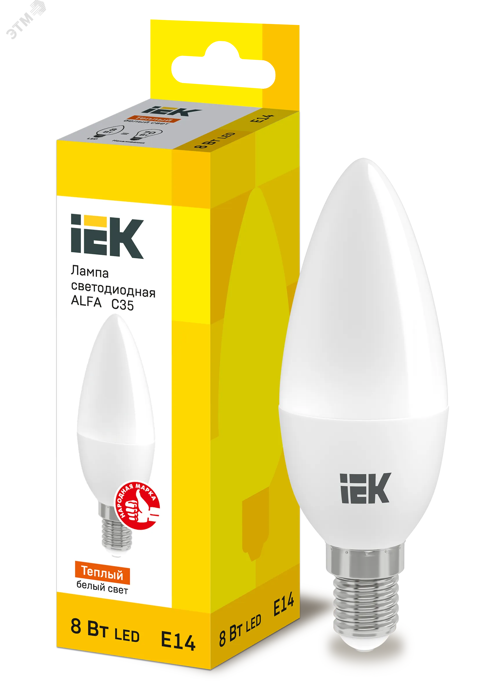 Лампа led alfa c35 св. 8вт 3000к e14 (6шт/упак) (ст) iek IEK LLA-C35-8-230-30-E14-6-C