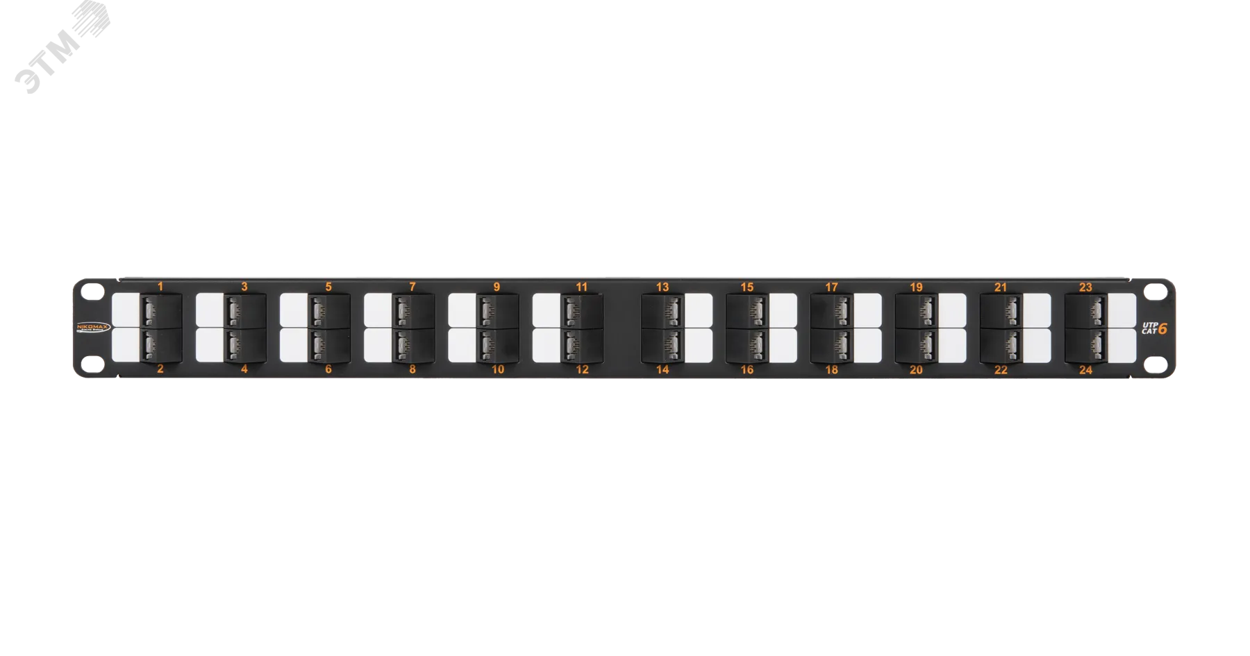 Патч-панель 19'' 1U 24 угловых порта Кат 6 RJ45/8P8C UTP черная
