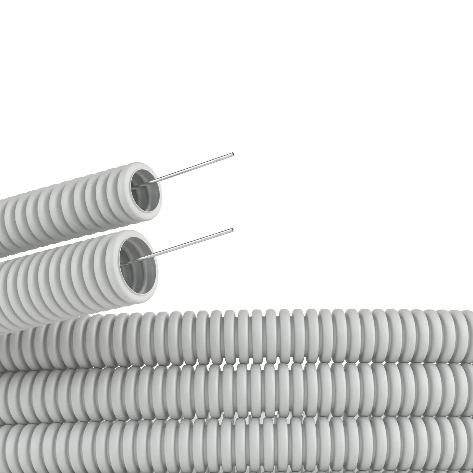 Труба гофрированная пвх 25 мм с протяжкой тяжелая серая (50м) ДКС 91525