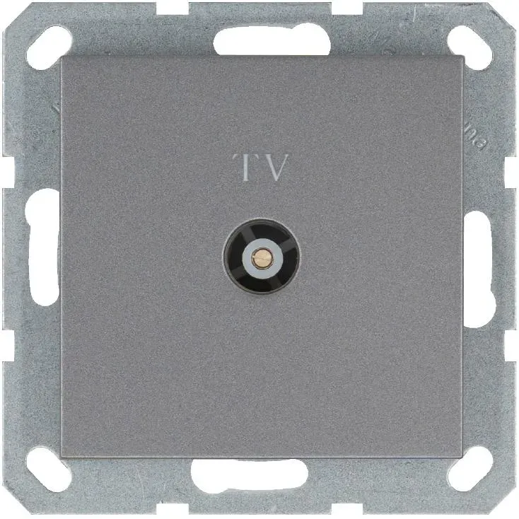 Розетка TV9.5 мм проходная с накладкой, цвет Алюминий Jasmart G6002S