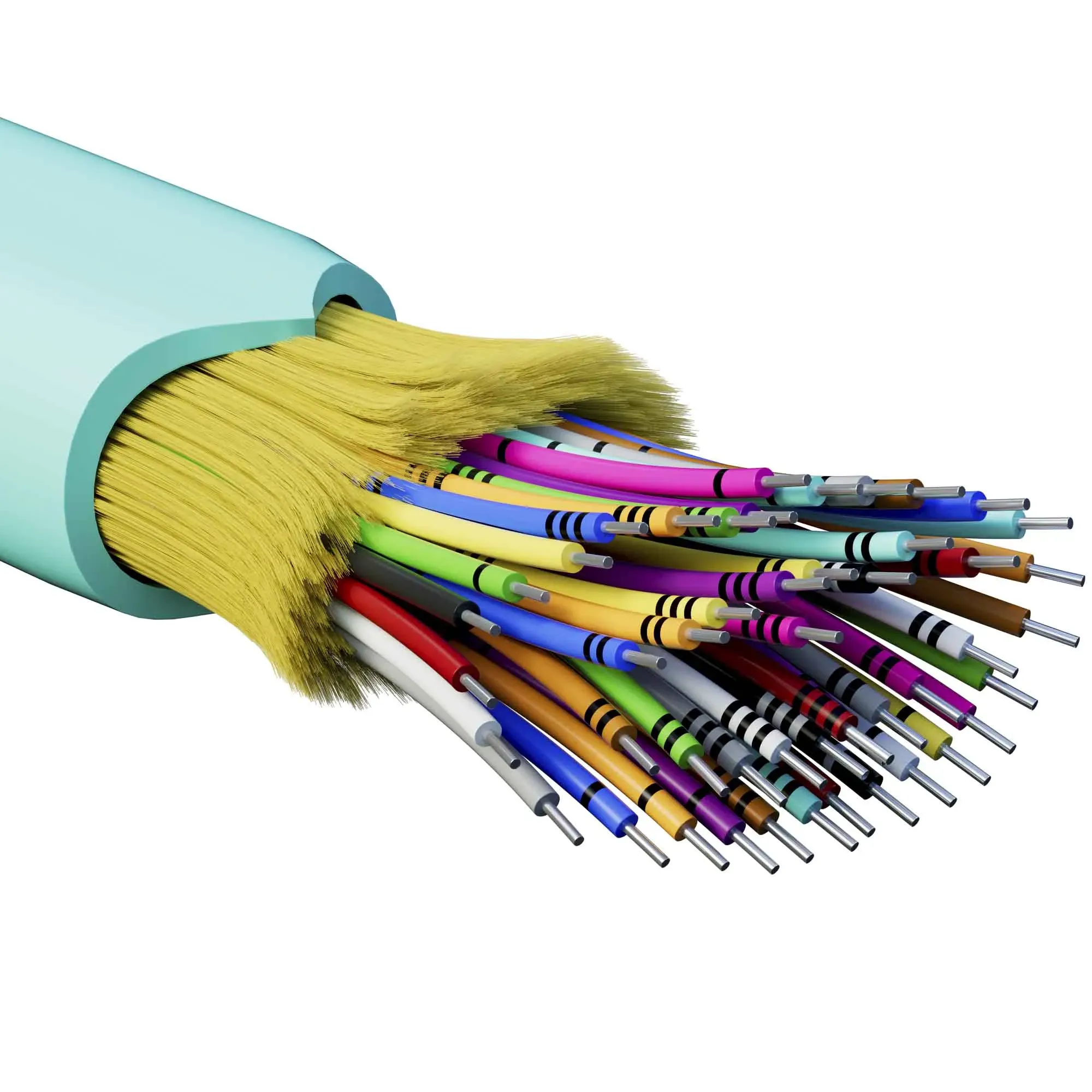 Кабель волоконно-оптический, распределительный, арамидные упрочняющие нити, для внутренней прокладки, нг(A)-HFLTx, 48 ОВ, категорияOM3 (G.651.1) плотный буфер, 0,4 кН, барабан 2000 м